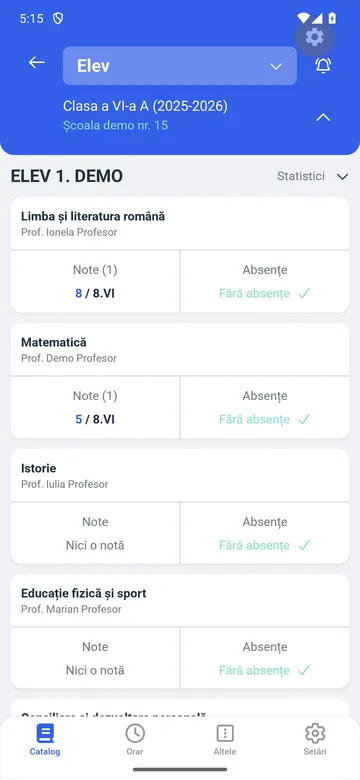 Catalogul elevului în aplicația Catalog Online: note și absențe pe materii